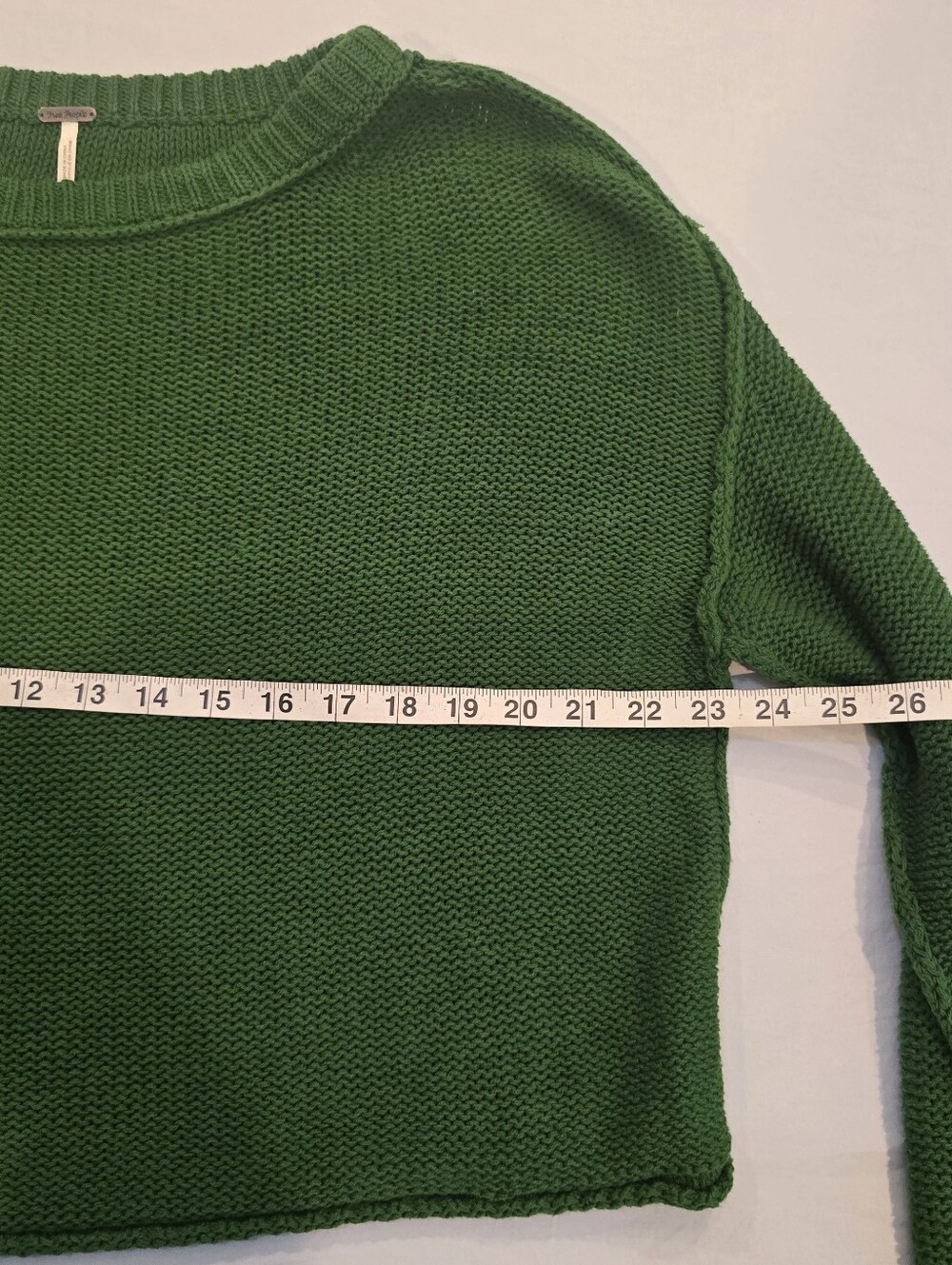 FREE PEOPLE Green Sweater Size Small Rn 66170 Cozy Knit Crewneck Sweater - Green - Picture 6 of 9